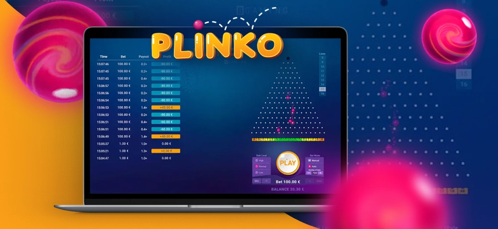 Jeu Plinko sur ordinateur portable